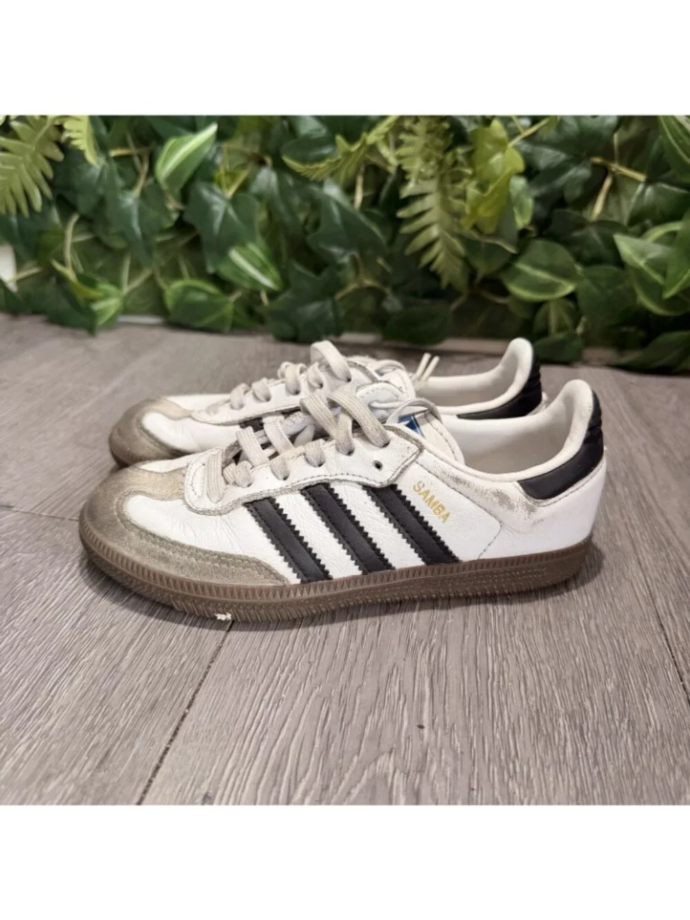 Adidas Samba Shoes Kids Size 12 White Black Leather Soccer Sneakers IE3677
